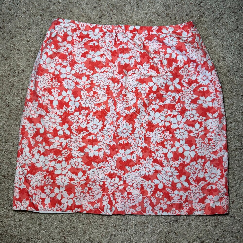 Vintage Casual Corner Annex Petite Coral and White Floral Mini Skirt